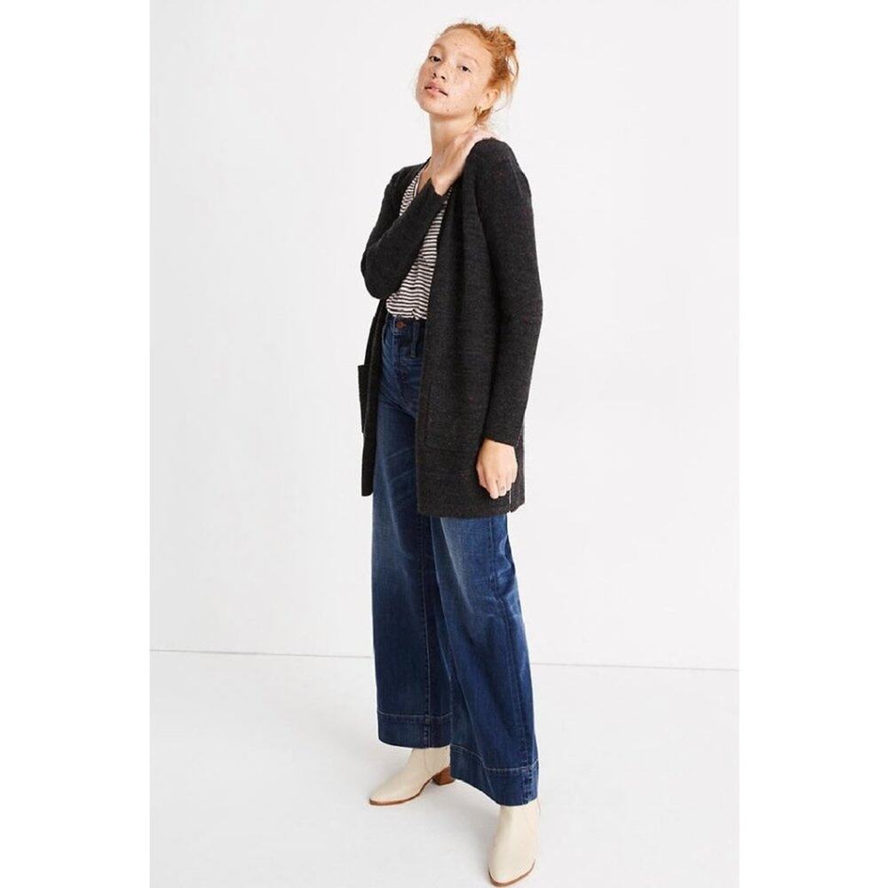 Madewell Donegal Kent Charcoal Flecked Open Front Cardigan Sweater NWT Womens XS